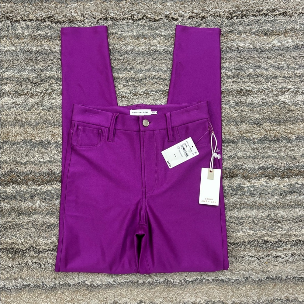 Good American High Rise Skinny Jeans Sz 00/24 NWT | Good American Purple Skinny- - Picture 2 of 13